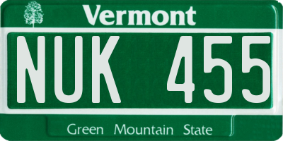 VT license plate NUK455