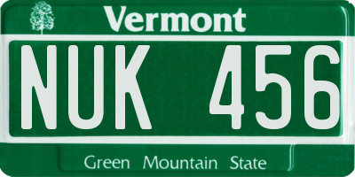 VT license plate NUK456