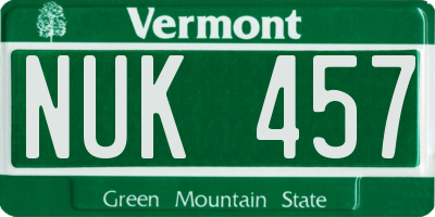VT license plate NUK457