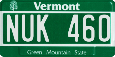 VT license plate NUK460