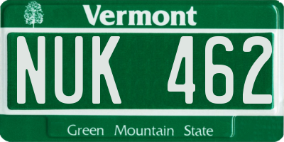 VT license plate NUK462