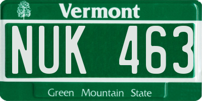 VT license plate NUK463