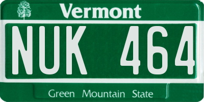 VT license plate NUK464