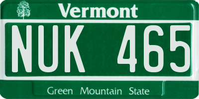 VT license plate NUK465