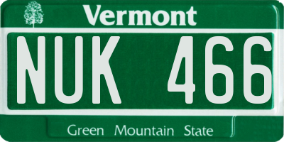 VT license plate NUK466
