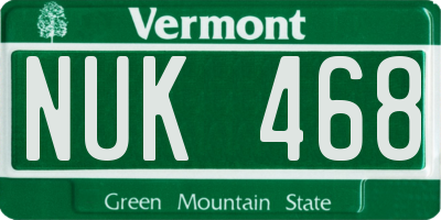VT license plate NUK468