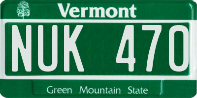 VT license plate NUK470
