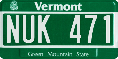 VT license plate NUK471