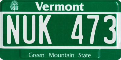 VT license plate NUK473