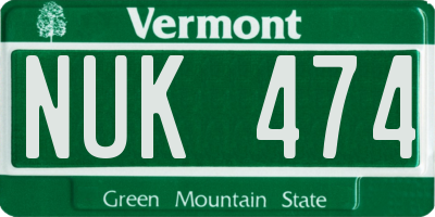 VT license plate NUK474