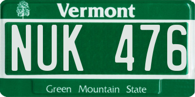 VT license plate NUK476