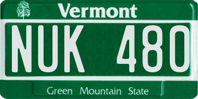 VT license plate NUK480