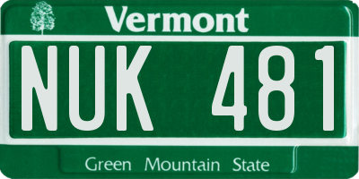 VT license plate NUK481