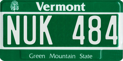 VT license plate NUK484
