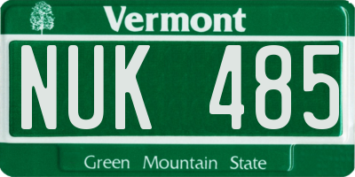 VT license plate NUK485