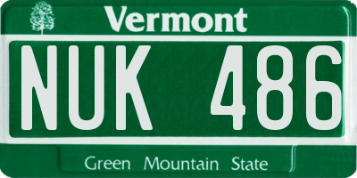 VT license plate NUK486