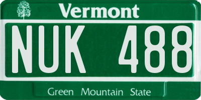 VT license plate NUK488