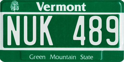 VT license plate NUK489