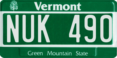 VT license plate NUK490