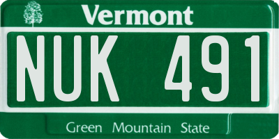 VT license plate NUK491