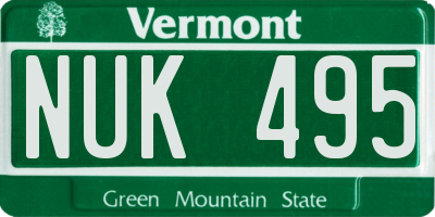VT license plate NUK495