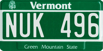 VT license plate NUK496