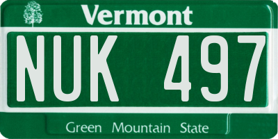 VT license plate NUK497