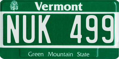 VT license plate NUK499
