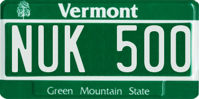 VT license plate NUK500