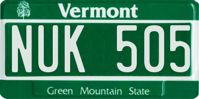 VT license plate NUK505