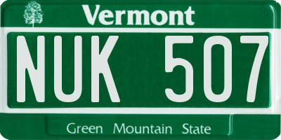 VT license plate NUK507