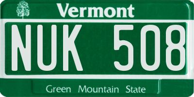 VT license plate NUK508