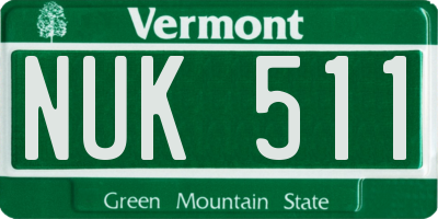 VT license plate NUK511