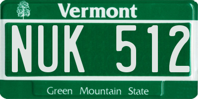 VT license plate NUK512