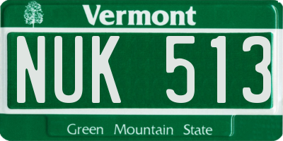 VT license plate NUK513