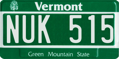 VT license plate NUK515
