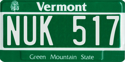 VT license plate NUK517