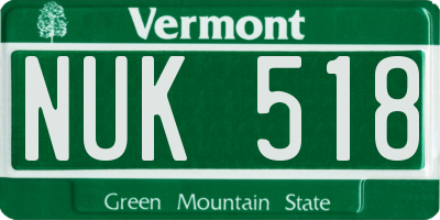 VT license plate NUK518
