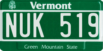 VT license plate NUK519