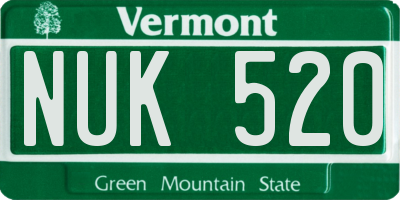 VT license plate NUK520
