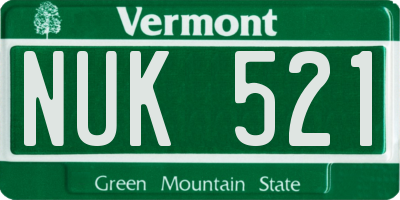 VT license plate NUK521
