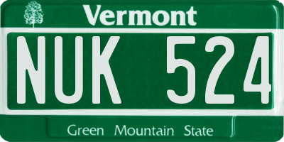 VT license plate NUK524