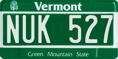 VT license plate NUK527