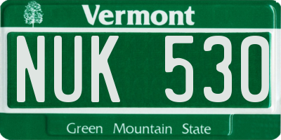 VT license plate NUK530