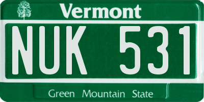 VT license plate NUK531