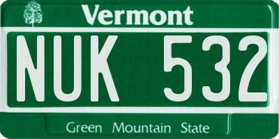 VT license plate NUK532