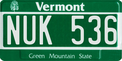 VT license plate NUK536