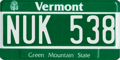 VT license plate NUK538