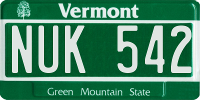 VT license plate NUK542
