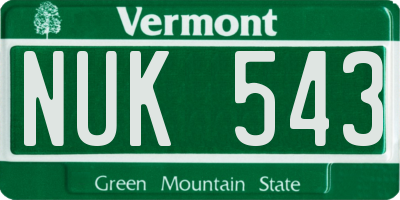 VT license plate NUK543